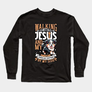 Jesus and dog - Miniature American Shepherd Long Sleeve T-Shirt